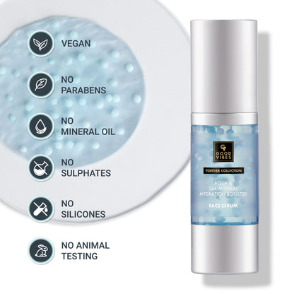 Good Vibes Aqua & Sea Mineral Hydration Booster Face Serum | Forever Collection | Protects From Pollution, Provides Hydration | Vegan, No Parabens, No Sulphates, No Mineral Oil, No Silicones, No Animal Testing (30 ml) - Good Vibes image 5