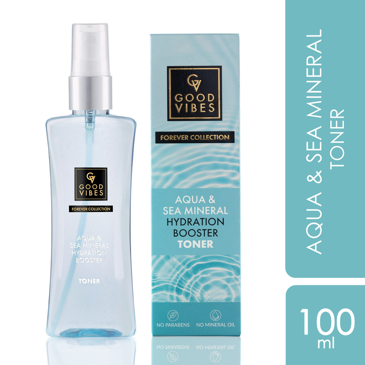Good Vibes Aqua & Sea Mineral Hydration Booster Toner | Forever Collection | Hydra Booster, Quick Absorption | Vegan, No Parabens, No Sulphates, No Mineral Oil, No Silicones, No Animal Testing (100 ml) - Good Vibes