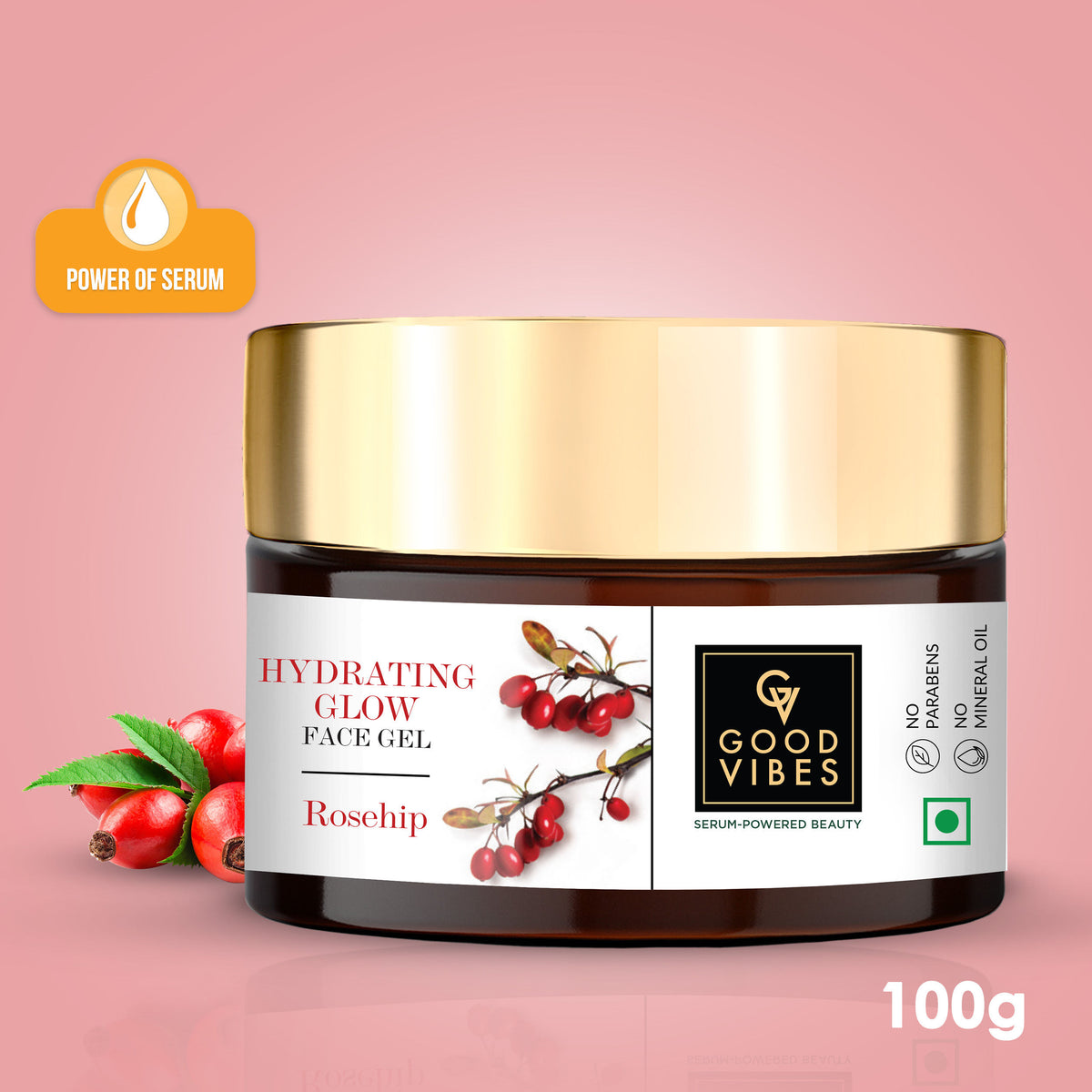 Good Vibes Hydrating Glow Face Gel Rosehip | Brightening, Light weight, Oil free (100 gm) - Good Vibes image 2