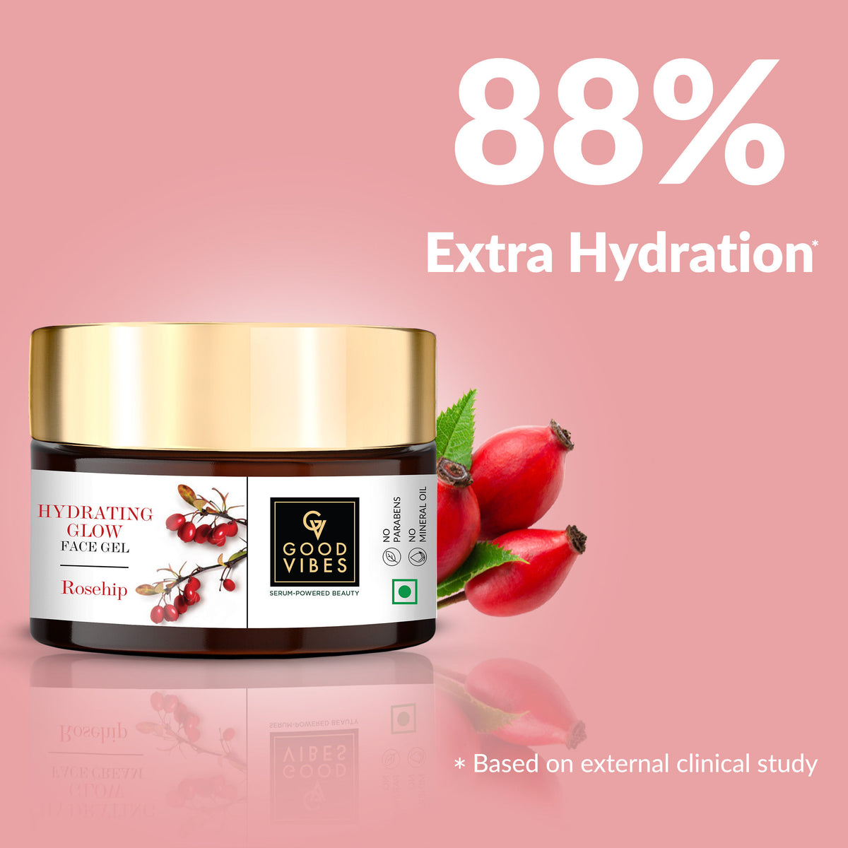 Good Vibes Hydrating Glow Face Gel Rosehip | Brightening, Light weight, Oil free (100 gm) - Good Vibes image 4