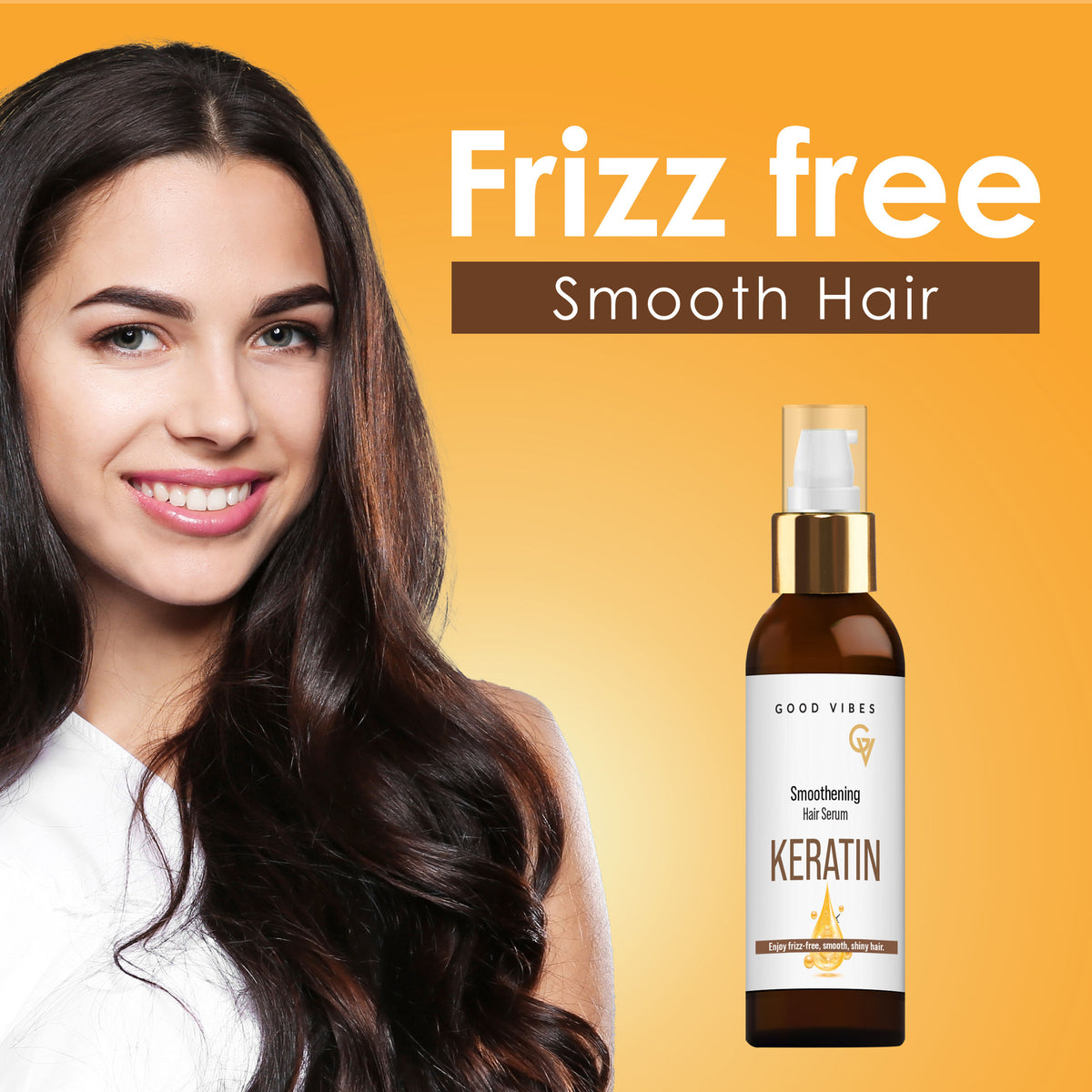 Good Vibes Keratin Smoothening Hair Serum with Keratin & Almond Oil | Reduces Frizz & Smoothens Hair | Adds Shine & Softness | Nourishing & Lightweight Formula | For Frizz-Free, Silky Hair – 50 ml - Good Vibes image 5