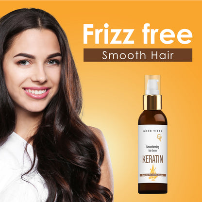 Good Vibes Keratin Smoothening Hair Serum with Keratin & Almond Oil | Reduces Frizz & Smoothens Hair | Adds Shine & Softness | Nourishing & Lightweight Formula | For Frizz-Free, Silky Hair – 50 ml - Good Vibes image 5