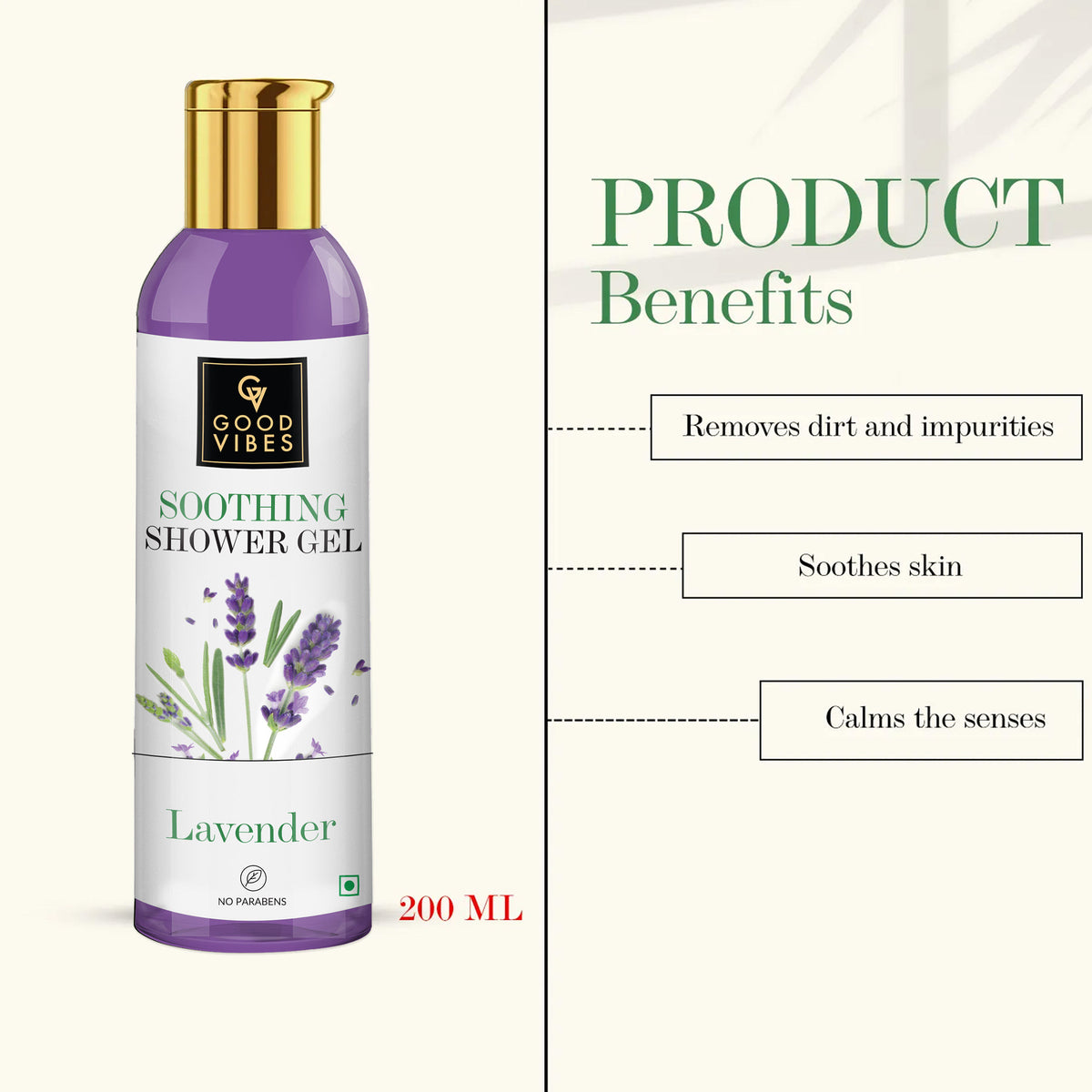 Good Vibes Lavender Soothing Shower Gel | (Body Wash) Moisturizing, Refreshing (200 ml) - Good Vibes image 3
