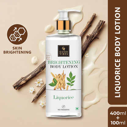 Good Vibes Liquorice & Arbutin Brightening Body Lotion | Deep Moisturization | Gives Brighter Skin | 500 ml - Good Vibes