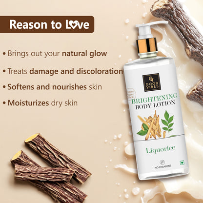 Good Vibes Liquorice & Arbutin Brightening Body Lotion | Deep Moisturization | Gives Brighter Skin | 500 ml - Good Vibes image 3