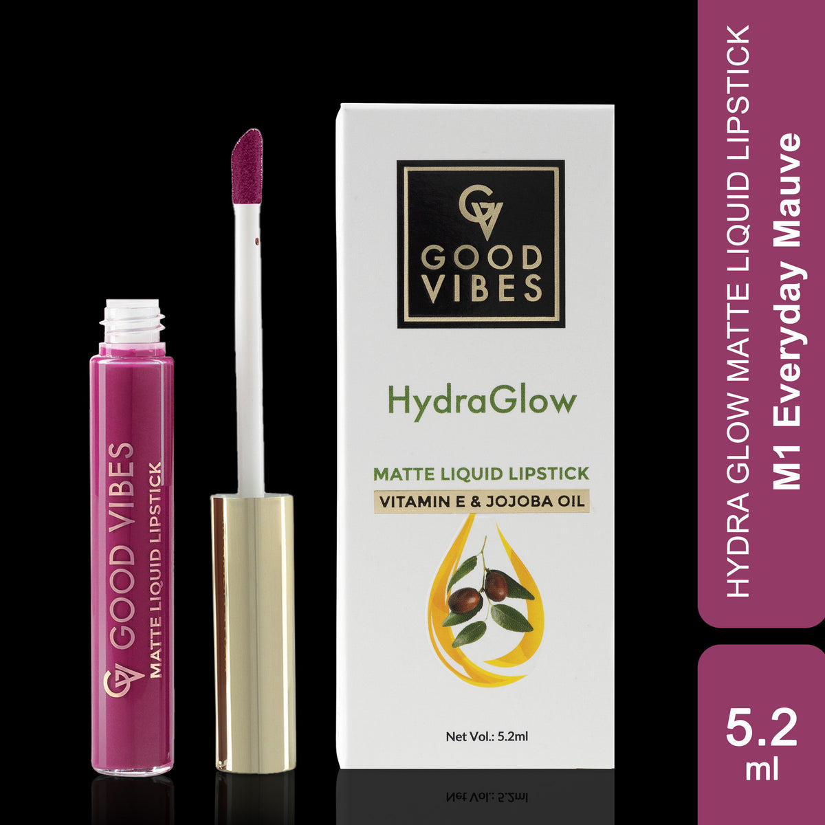 Good Vibes HydraGlow Matte Liquid Lipstick| Jojoba & Vitamin E| Everyday Mauve (M1) - (5.2 ml) - Good Vibes