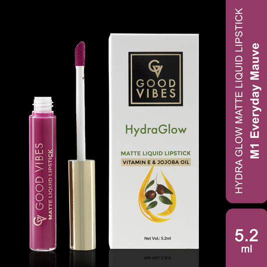 Good Vibes HydraGlow Matte Liquid Lipstick| Jojoba & Vitamin E| Everyday Mauve (M1) - (5.2 ml) - Good Vibes