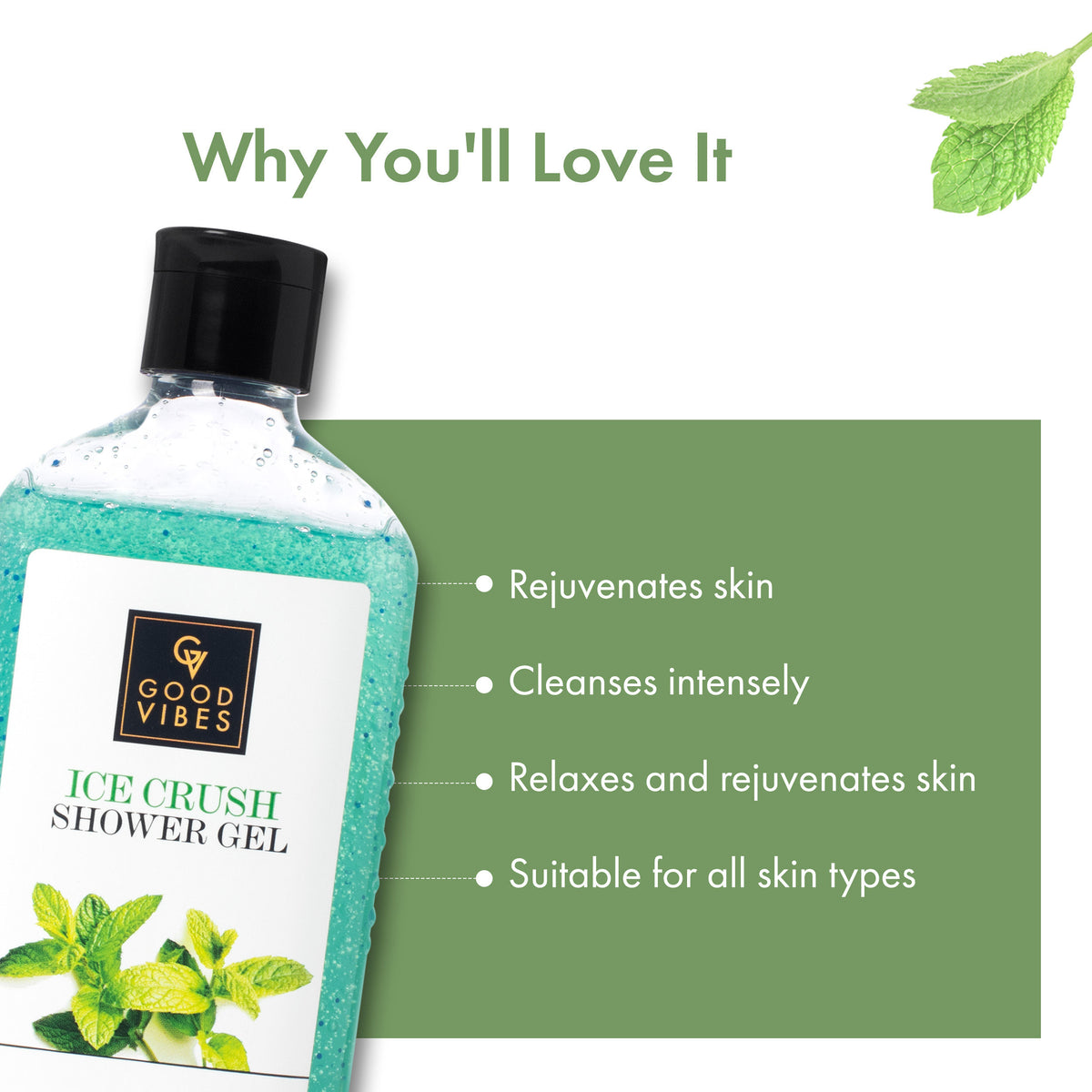Good Vibes Mint Ice Crush Shower Gel | Vegan No Parabens No Mineral Oil Certified Fragrance No Animal Testing (300 ml) - Good Vibes image 3