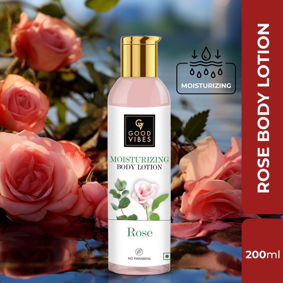 Good Vibes Rose Moisturizing Body Lotion | Hydrating, Nourishing, Moisturizing | No Parabens, No Sulphates, No Animal Testing (200 ml) - Good Vibes