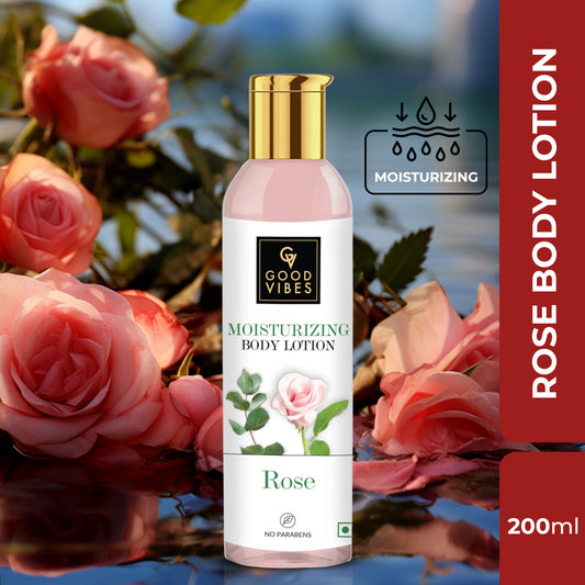Good Vibes Rose Moisturizing Body Lotion | Hydrating, Nourishing, Moisturizing | No Parabens, No Sulphates, No Animal Testing (200 ml) - Good Vibes
