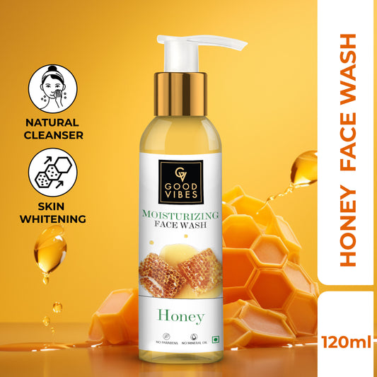 Good Vibes Honey Moisturizing Face Wash | Lightening Moisturizing | Gentle Face Wash | No Parabens | No Mineral Oil No Animal Testing (120 ml) - Good Vibes