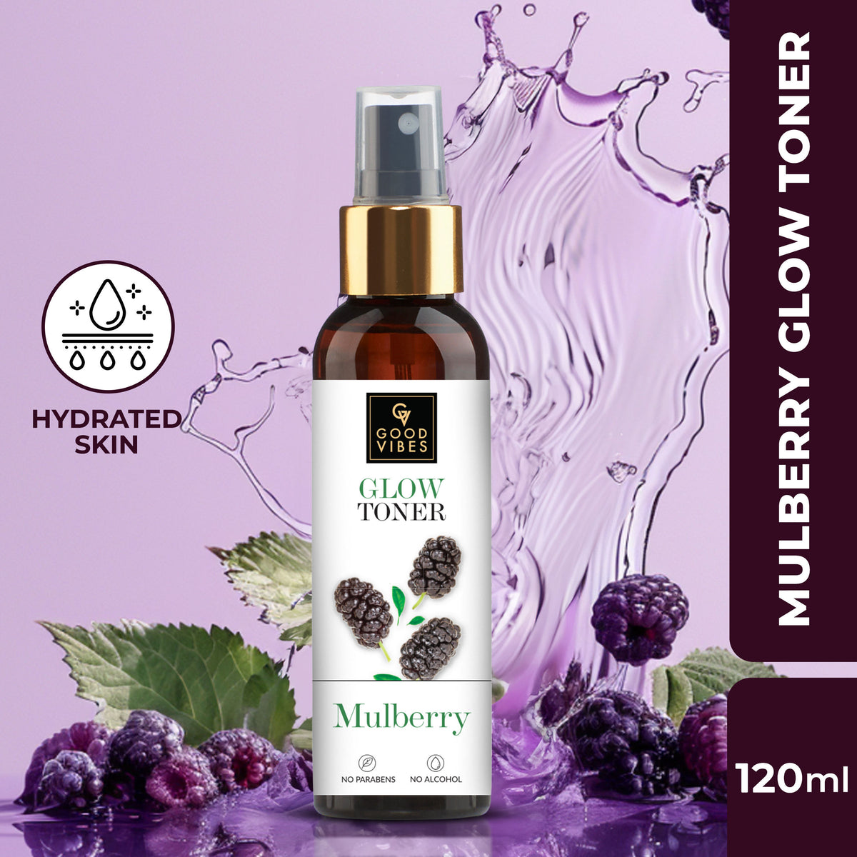 Good Vibes Mulberry Glow Toner | With Honey | Anti-Ageing, Shrinks Pores | No Parabens, No Alcohol, No Sulphates, No Mineral Oil (120 ml) - Good Vibes