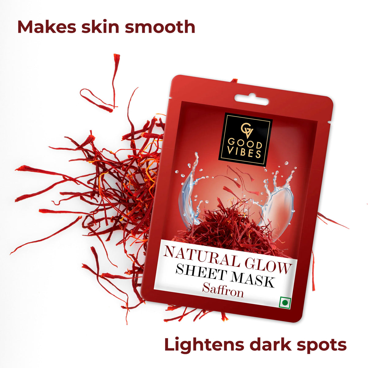 Good Vibes Natural Glow Sheet Mask Pack of 10 (2 each Saffron Glow + Illuminating Pearl + Skin Radiance Gold + Rice Brightenting + Hydrating Papaya) (20g x 10) - Good Vibes image 4