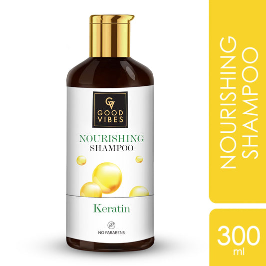 Good Vibes Keratin Nourishing Shampoo | Hair Repair, Anti Dandruff, Strengthening | With Argan Oil | No Parabens, No Animal Testing (300 ml) - Good Vibes