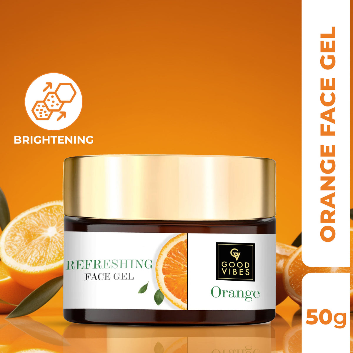 Good Vibes Orange Refreshing Face Gel | Anti-Ageing, Hydrating | With Papaya | No Parabens, No Sulphates, No Mineral Oil, No Animal Testing (50 gm) - Good Vibes
