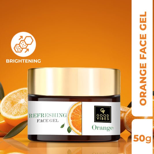 Good Vibes Orange Refreshing Face Gel | Anti-Ageing, Hydrating | With Papaya | No Parabens, No Sulphates, No Mineral Oil, No Animal Testing (50 gm) - Good Vibes