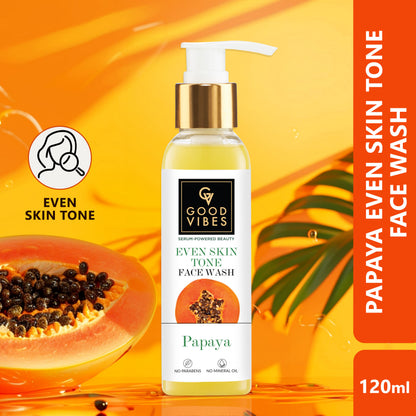 Good Vibes Papaya Brightening Even Skin Tone Face Wash with Power of Serum (120 ml) - Good Vibes