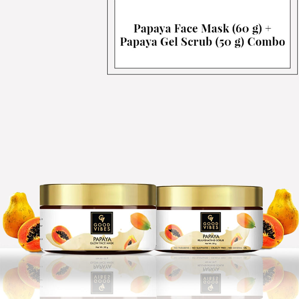 Good Vibes Papaya Face Mask (60 gm) + Papaya Gel Scrub (50 gm) Combo - Good Vibes