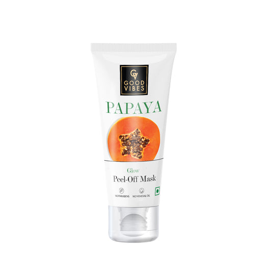 Good Vibes Papaya Glow Peel Off Mask | Tan Removal Skin Lightening Hydrating | No Parabens No Sulphates No Mineral Oil (50 gm) - Good Vibes
