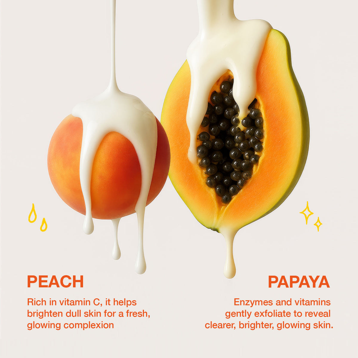 Good Vibes Peach + Papaya AHA BHA Exfoliating Body Lotion | 2 in 1 Nourishing & Exfoliating Care | Powered with Gluta-Hya with Glutathione, Hyaluronic Acid, Fruit Enzymes & AHA-BHA| Brightens Dull Skin | Removes Tan | Daily Exfoliation 200 ml - Good Vibes image 4