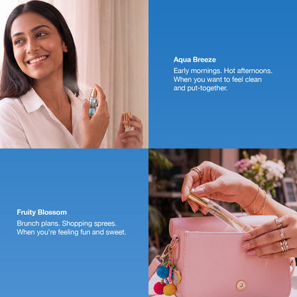 Good Vibes Four Signature Perfumes Gift Set | Aqua Breeze, Rose Blush, Fruity Blossom & Amber Bloom | Long-Lasting Fragrance | For Every Mood & Every Occasion | Travel-Friendly Mini Bottles | Pack of 4 - Good Vibes image 4