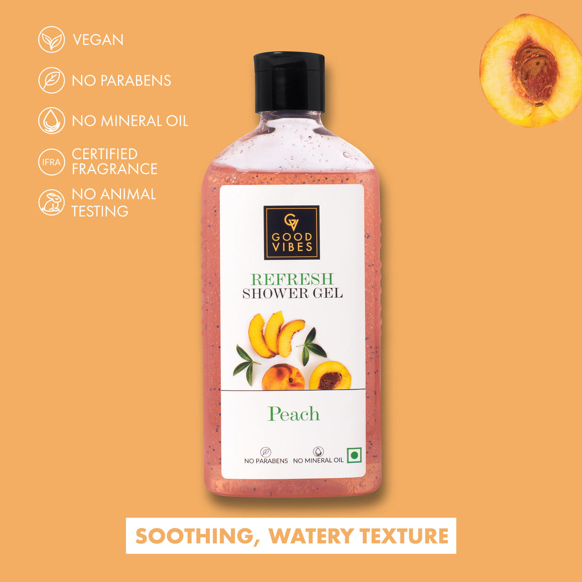 Good Vibes Peach Refresh Shower Gel | (Body Wash) Hydrating, Moisturizing (300 ml) - Good Vibes image 4