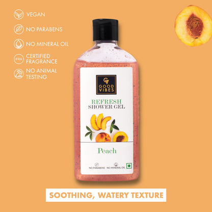 Good Vibes Peach Refresh Shower Gel | (Body Wash) Hydrating, Moisturizing (300 ml) - Good Vibes image 4