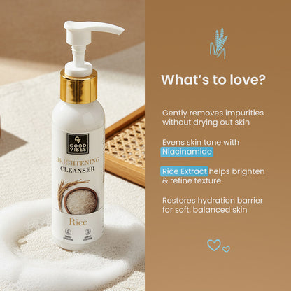 Good Vibes Rice Brightening Face Cleanser | Korean Rice Glow Ritual | Niacinamide + Rice Protein | Deep Cleanse & Hydrate | Brightens & Evens Tone | Glass-Skin Daily Cleanser | Gentle, Non-Drying | Suitable for All Skin Types – 120 ml - Good Vibes image 3