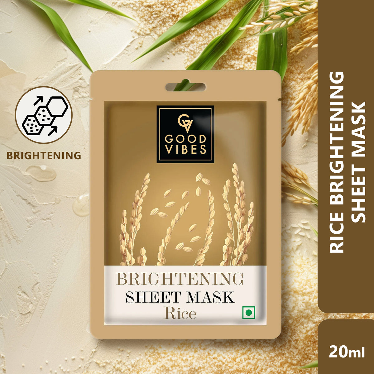 Good Vibes Brightening Sheet Mask - Rice (20 ml) - Good Vibes