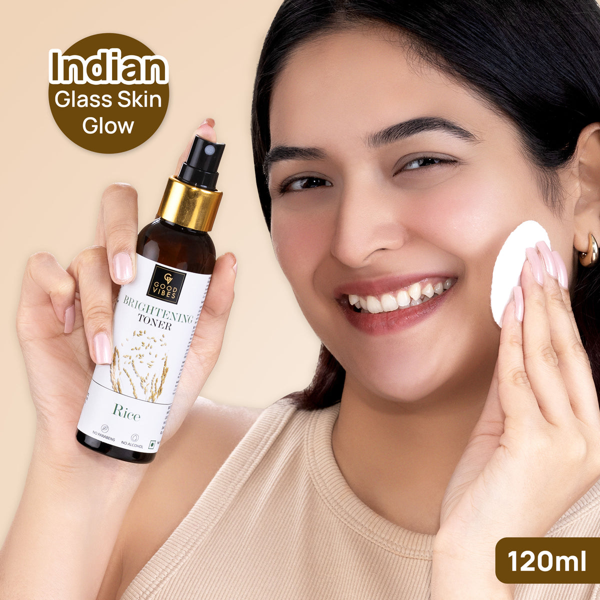 Good Vibes Rice Brightening Toner | Rice water, Pore Minimizing, Glass skin, Korean skin | With Cucumber (120 ml) - Good Vibes image 2