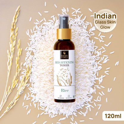 Good Vibes Rice Brightening Toner | Rice water, Pore Minimizing, Glass skin, Korean skin | With Cucumber (120 ml) - Good Vibes