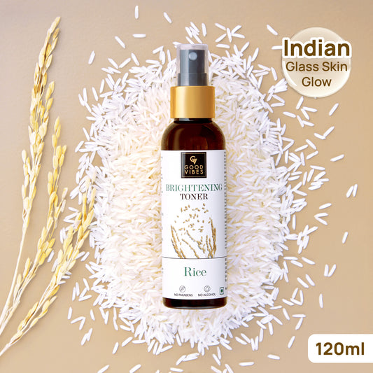 Good Vibes Rice Brightening Toner | Rice water, Pore Minimizing, Glass skin, Korean skin | With Cucumber (120 ml) - Good Vibes