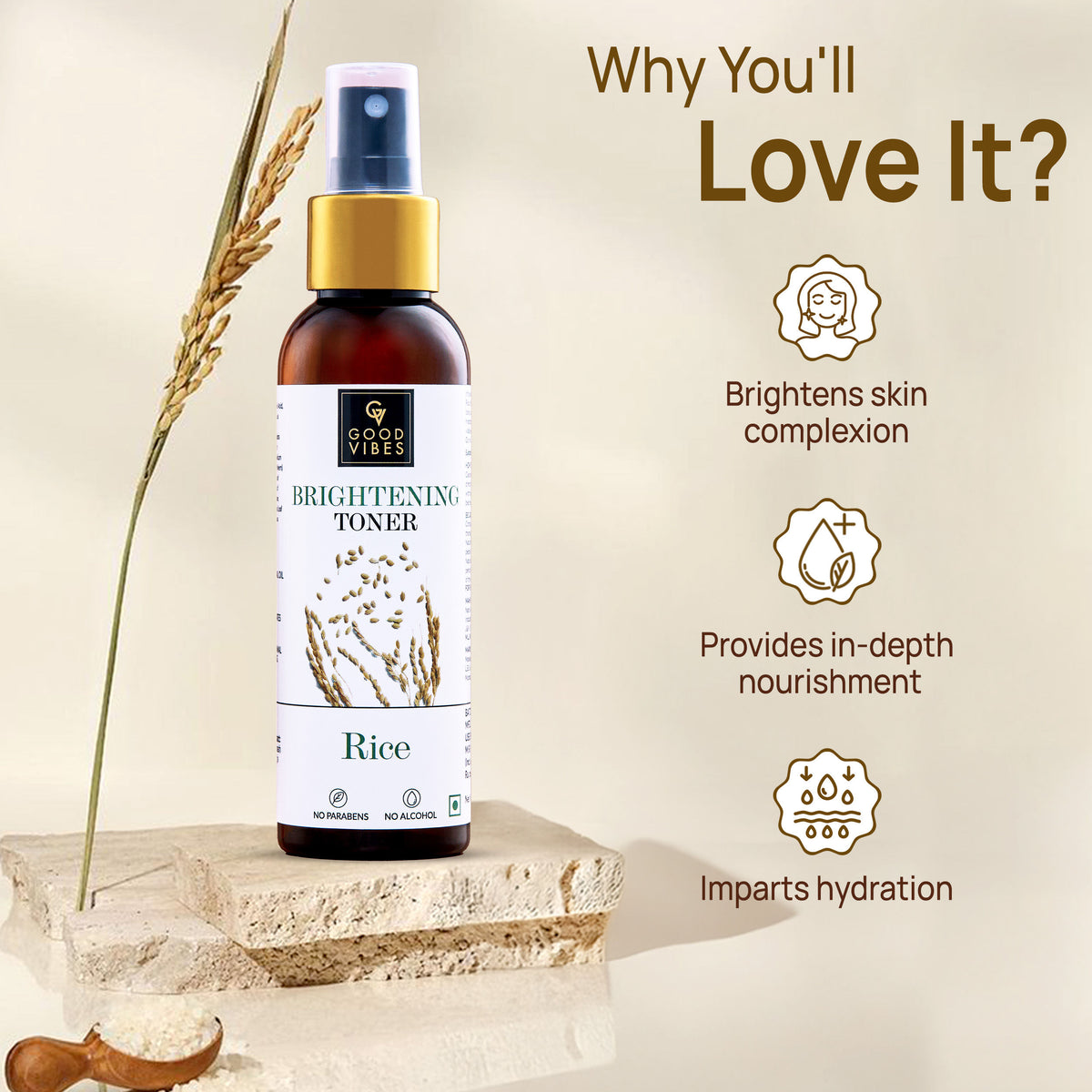 Good Vibes Rice Brightening Toner | Rice water, Pore Minimizing, Glass skin, Korean skin | With Cucumber (120 ml) - Good Vibes image 4