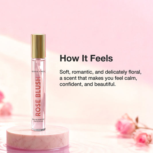 Good Vibes Rose Blush Eau de Parfum – Rose & Vanilla Musk | Soft Floral Perfume | Romantic, Elegant & Sweet Scent | Long-Lasting up to 10 Hours | Travel-Friendly Feminine Pocket Perfume for Women – 15 ml - Good Vibes image 2