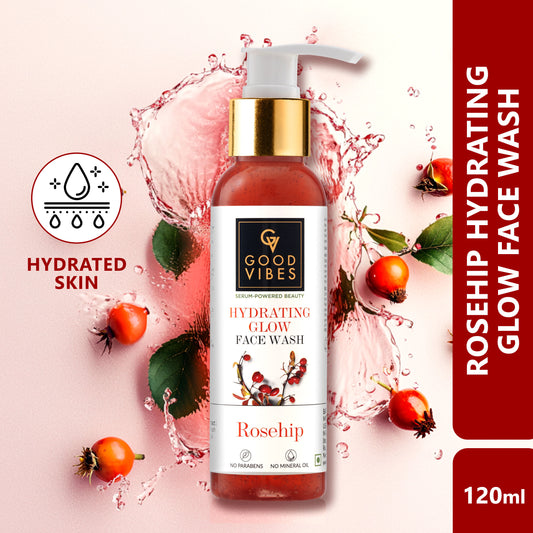 Good Vibes Rosehip Hydrating Glow Face Wash | Deep Pore Cleansing Moisturizing Brightening | Gentle Face Wash (120 ml) - Good Vibes