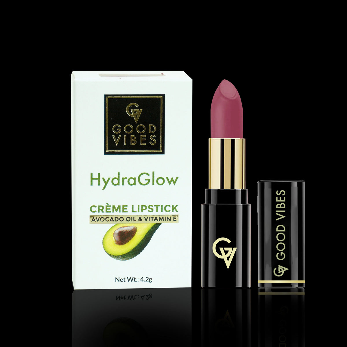 Good Vibes HydraGlow Creme Lipstick | Avocado Oil & Vitamin E | Mulberry Mauve (M1) - (4.2 gm) - Good Vibes image 2