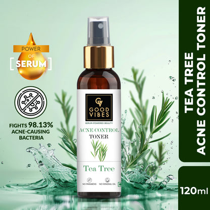 Good Vibes Acne Control Tea Tree Cleansing Toner with Power of Serum | Treats Acne (120 ml) - Good Vibes