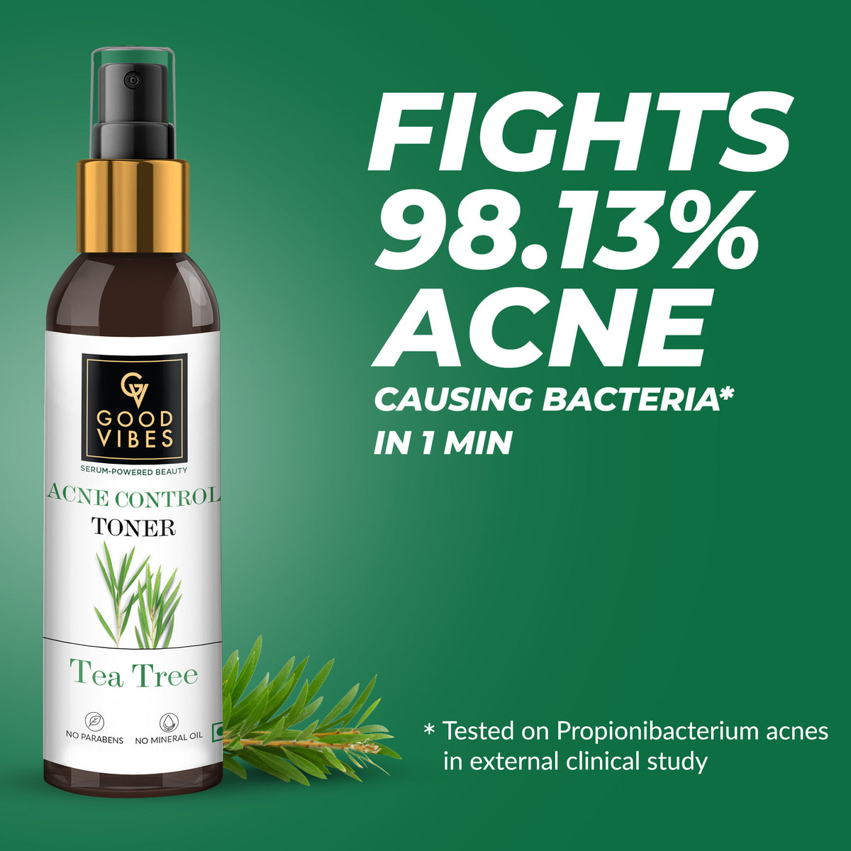 Good Vibes Acne Control Tea Tree Cleansing Toner with Power of Serum | Treats Acne (120 ml) - Good Vibes image 3