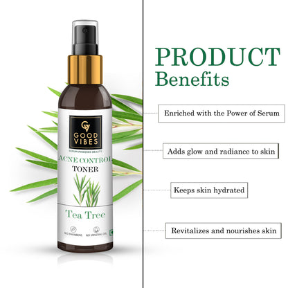 Good Vibes Acne Control Tea Tree Cleansing Toner with Power of Serum | Treats Acne (120 ml) - Good Vibes image 5