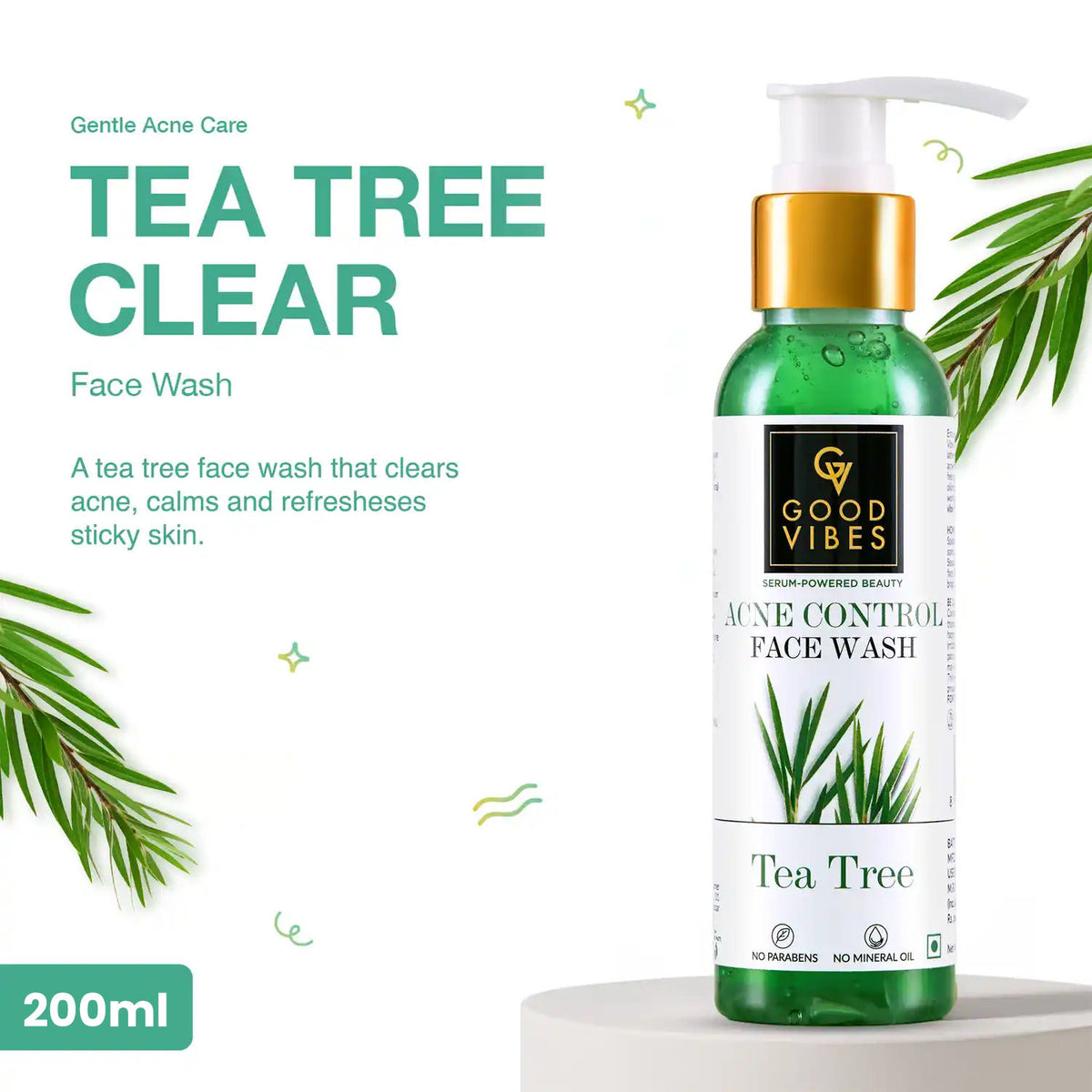 Good Vibes Tea Tree Acne Control Face Wash | Pimple wash, Anti Pimple (200 ml) - Good Vibes