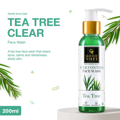 Good Vibes Tea Tree Acne Control Face Wash | Pimple wash, Anti Pimple (200 ml) - Good Vibes