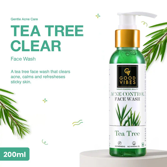 Good Vibes Tea Tree Acne Control Face Wash | Pimple wash, Anti Pimple (200 ml) - Good Vibes