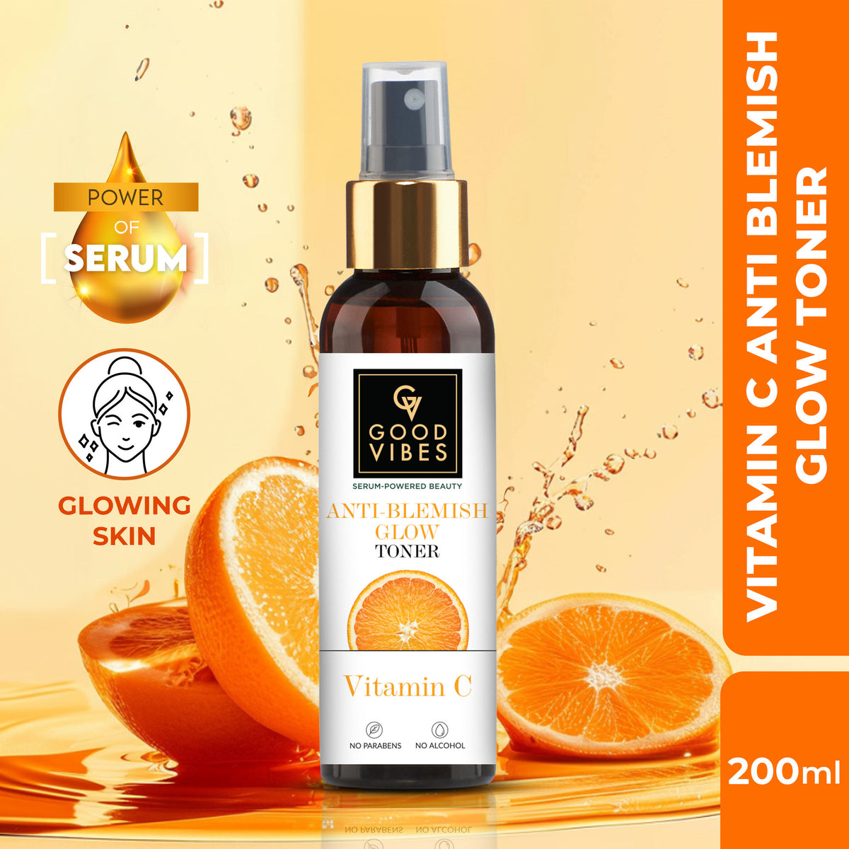 Good Vibes Anti Blemish Glow Toner Vitamin C | Spotless, Brightening, Depigmentation (200 ml) - Good Vibes