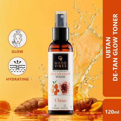 Good Vibes De-Tan Glow Toner Ubtan | Tan free, Brightening, Pigmentation (120 ml) - Good Vibes