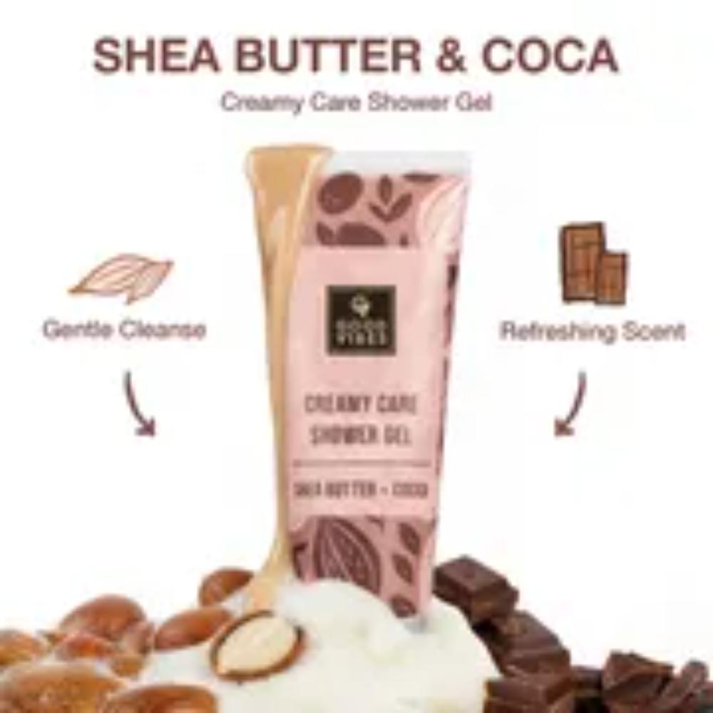 Good Vibes Shea Butter Body Care Duo (Shea Butter & Cocoa Creamy Care Shower Gel-200 ml + Shea Butter Deep Moisturizing Body Lotion-200 ml Combo of 2 - Good Vibes image 2