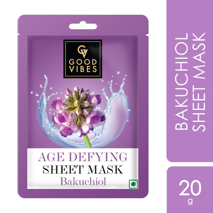 Good Vibes Bakuchiol Age Defying Sheet Mask | For Soft & Smooth Skin | Fights Signs Of Ageing (20 gm) - Good Vibes