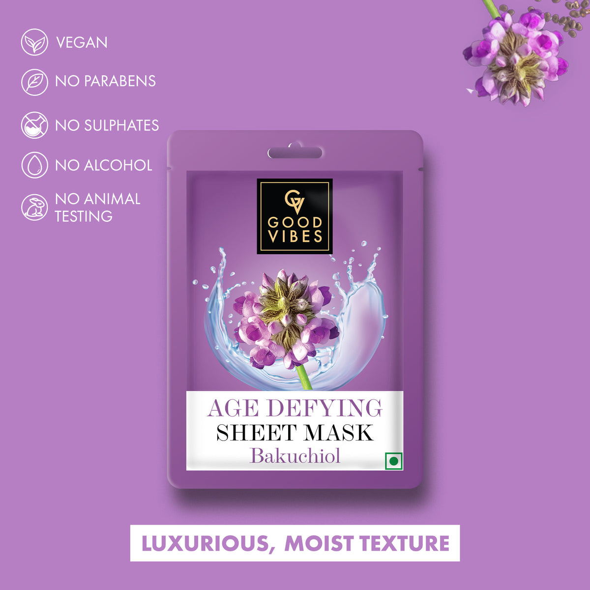 Good Vibes Bakuchiol Age Defying Sheet Mask | For Soft & Smooth Skin | Fights Signs Of Ageing (20 gm) - Good Vibes image 4