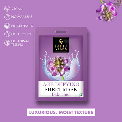 Good Vibes Bakuchiol Age Defying Sheet Mask | For Soft & Smooth Skin | Fights Signs Of Ageing (20 gm) - Good Vibes image 4