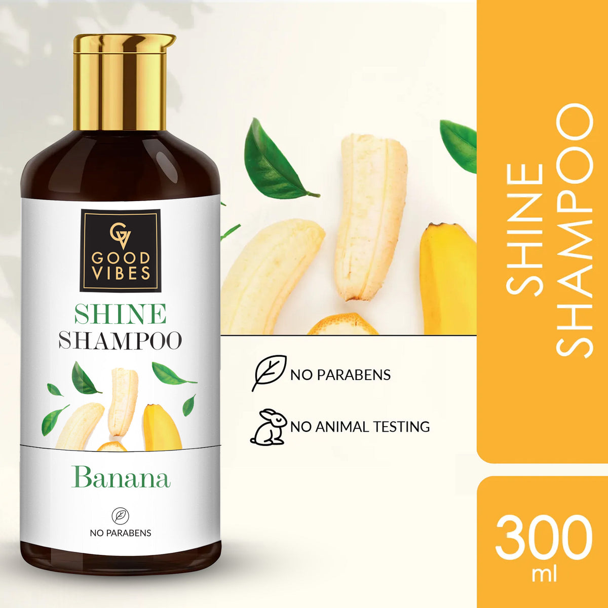 Good Vibes Banana Shine Shampoo | Nourishing, Moisturizing |No Parabens, No Animal Testing (300 ml) - Good Vibes image 2