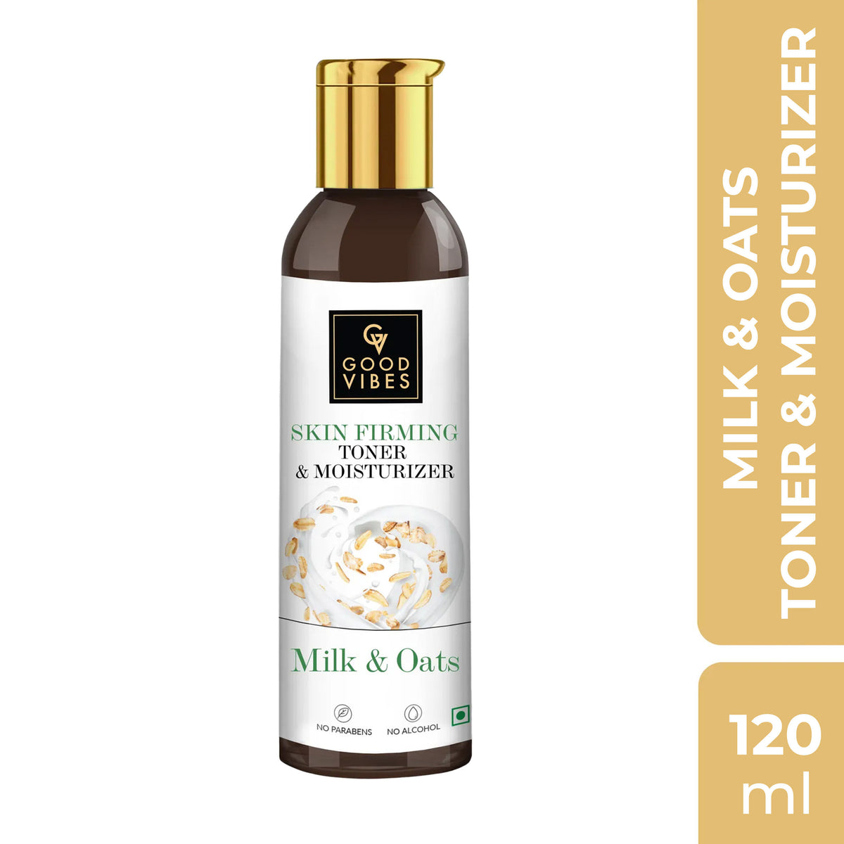 Good Vibes Milk & Oats Skin Firming Toner and Moisturizer | Vegan, No Alcohol, No Parabens, No Sulphates, No Mineral Oil, No Animal Testing (120 ml) - Good Vibes